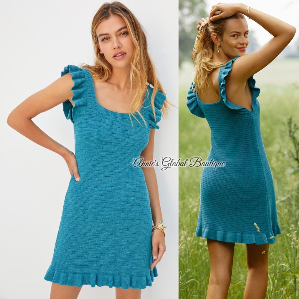 NWT ANTHROPOLOGIE Ruffled Pointelle Mini Dress. Size XL - Picture 10 of 16